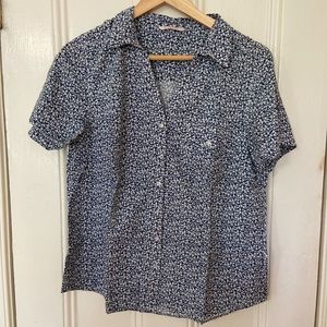 Blue Floral Button-up Shirt